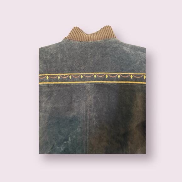 NWT Bob Mackie Wearable Art Suede Leather Sweater Jacket with Detail - Small - Picture 10 of 16